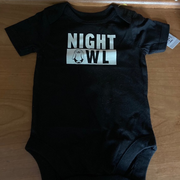 The Children’s Place, 6-9 month, Night Owl Onesie, Short Sleeve, Black, NWT - Picture 1 of 5